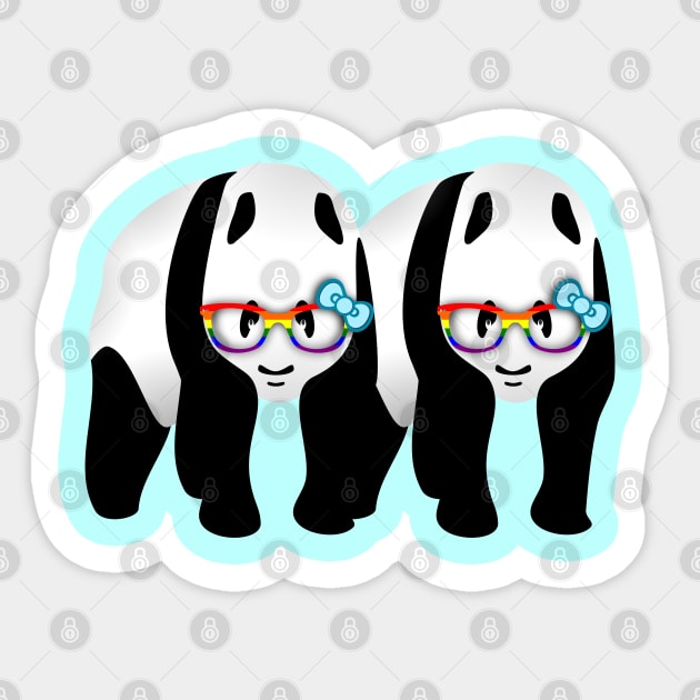 Gay Pride Panda Bears Sticker by mailboxdisco